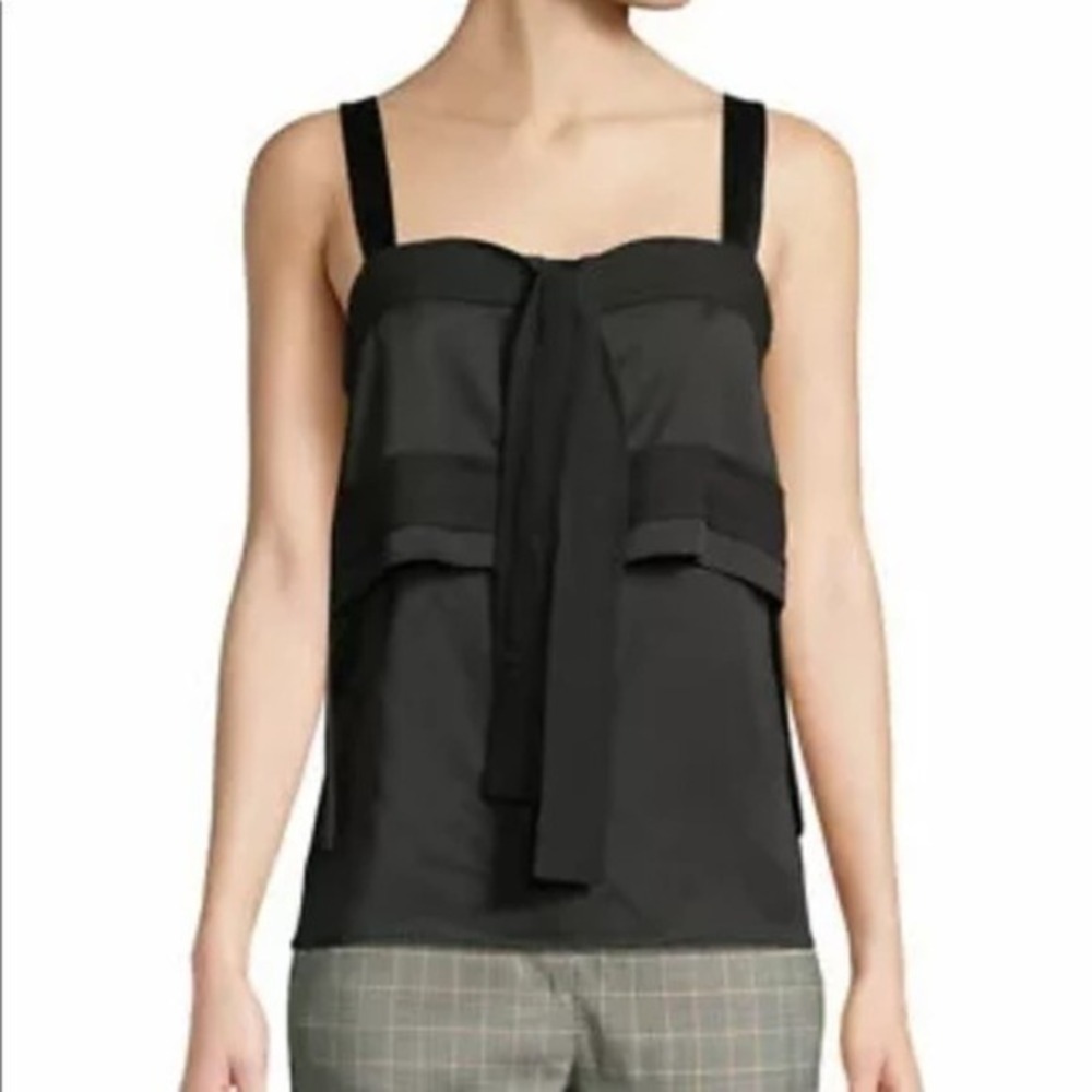3.1 Phillip Lim Black Crepe Tie Front Tank Top Size 0 NWT